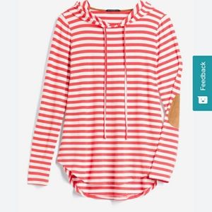 Staccato suede elbow patch knit hoodie